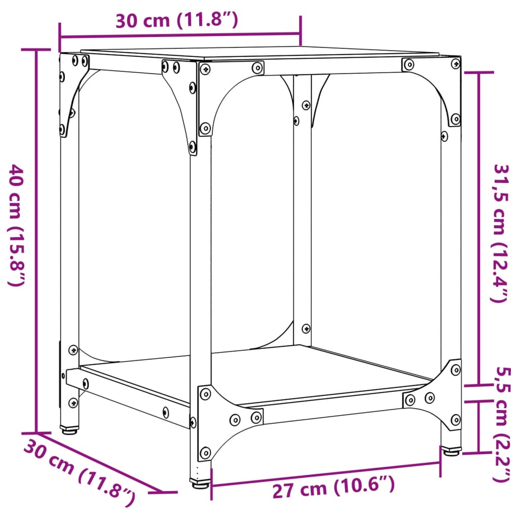 Tavolini con Piano in Vetro Trasparente 2 pz 30x30x40cm Acciaio | homemem39