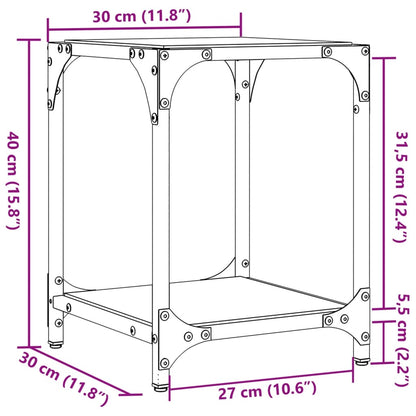 Tavolini da Salotto con Piano Vetro Nero 2pz 30x30x40cm Acciaio | homemem39
