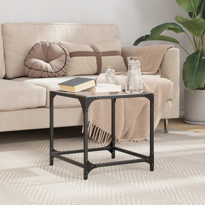 Tavolini con Piano in Vetro Trasparente 2 pz 40x40x40cm Acciaio