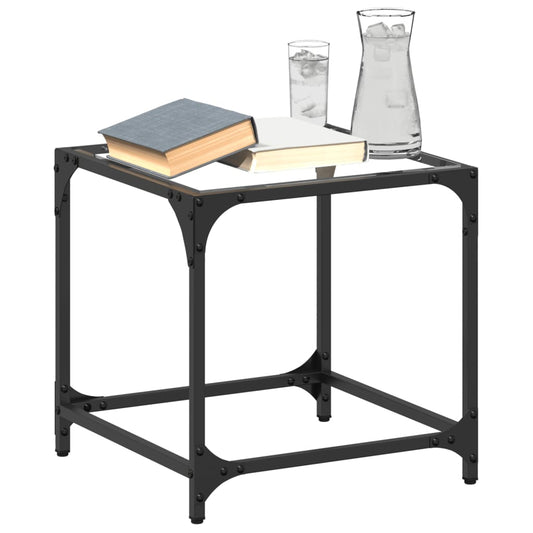 Tavolini con Piano in Vetro Trasparente 2 pz 40x40x40cm Acciaio | homemem39