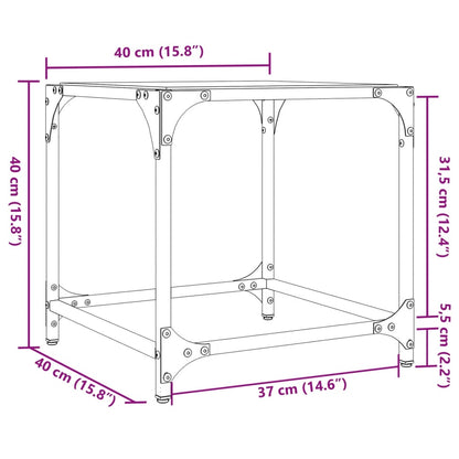 Tavolino Salotto con Piano Vetro Trasparente 40x40x40cm Acciaio