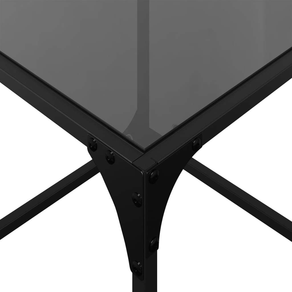 Tavolini da Salotto con Piano Vetro Nero 2pz 40x40x40cm Acciaio | homemem39