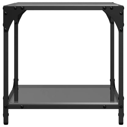 Tavolino con Piano in Vetro Nero 40x40x40 cm Acciaio