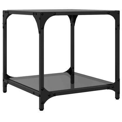 Tavolino con Piano in Vetro Nero 40x40x40 cm Acciaio | homemem39