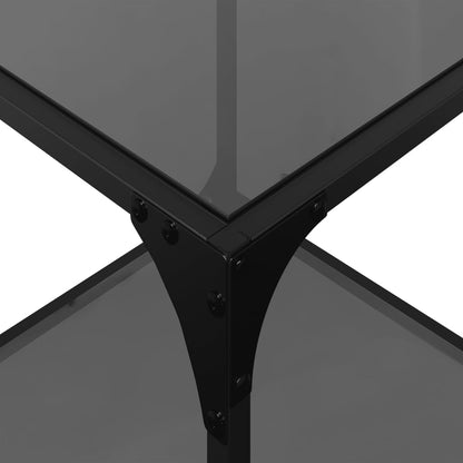Tavolino con Piano in Vetro Nero 40x40x40 cm Acciaio | homemem39