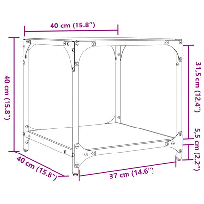 Tavolini da Salotto con Piano Vetro Nero 2pz 40x40x40cm Acciaio | homemem39