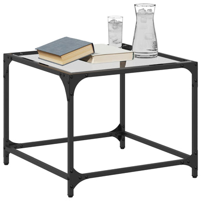 Tavolini con Piano in Vetro Trasparente 2 pz 50x50x40cm Acciaio | homemem39