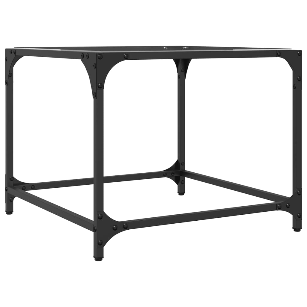 Tavolino Salotto con Piano Vetro Trasparente 50x50x40cm Acciaio | homemem39