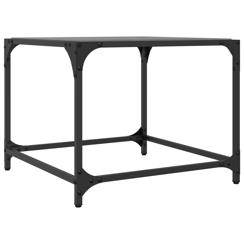 Tavolini da Salotto con Piano Vetro Nero 2pz 50x50x40cm Acciaio | homemem39