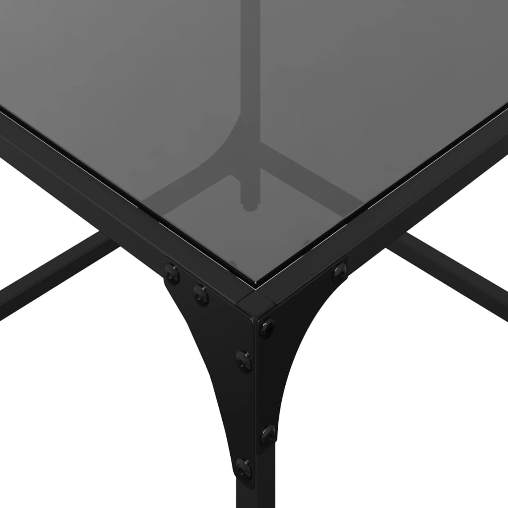 Tavolini da Salotto con Piano Vetro Nero 2pz 50x50x40cm Acciaio | homemem39