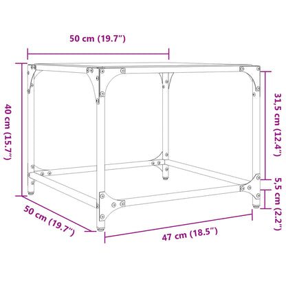 Tavolini da Salotto con Piano Vetro Nero 2pz 50x50x40cm Acciaio | homemem39