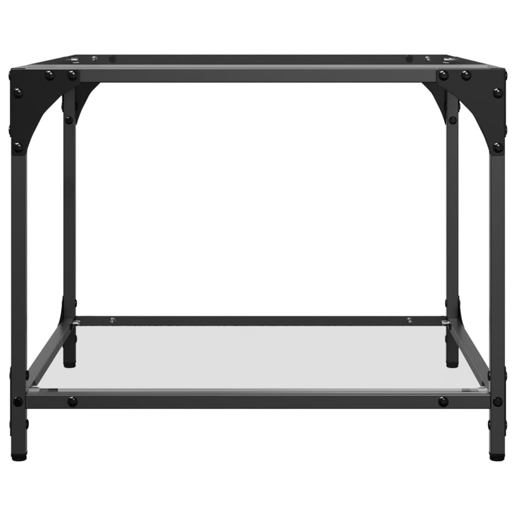 Tavolino Salotto con Piano Vetro Trasparente 50x50x40cm Acciaio | homemem39