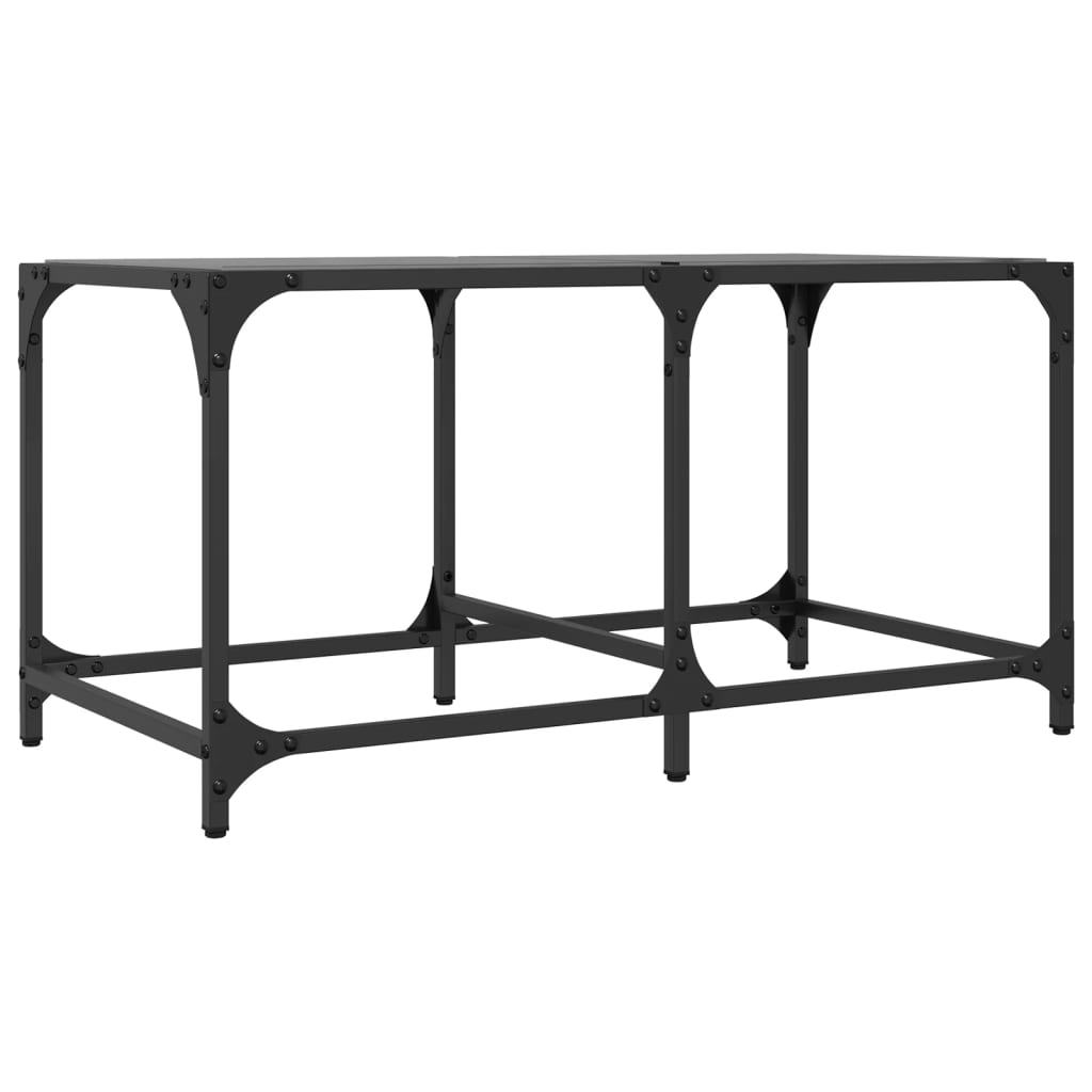 Tavolino con Piano in Vetro Nero 78,5x40x40 cm Acciaio | homemem39