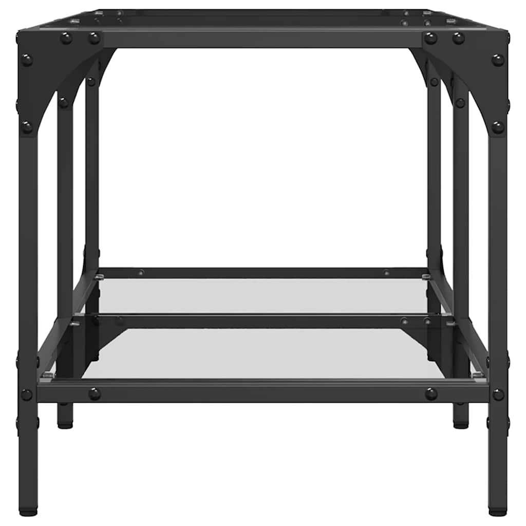 Tavolini con Piano Vetro Trasparente 2 pz 78,5x40x40 cm Acciaio