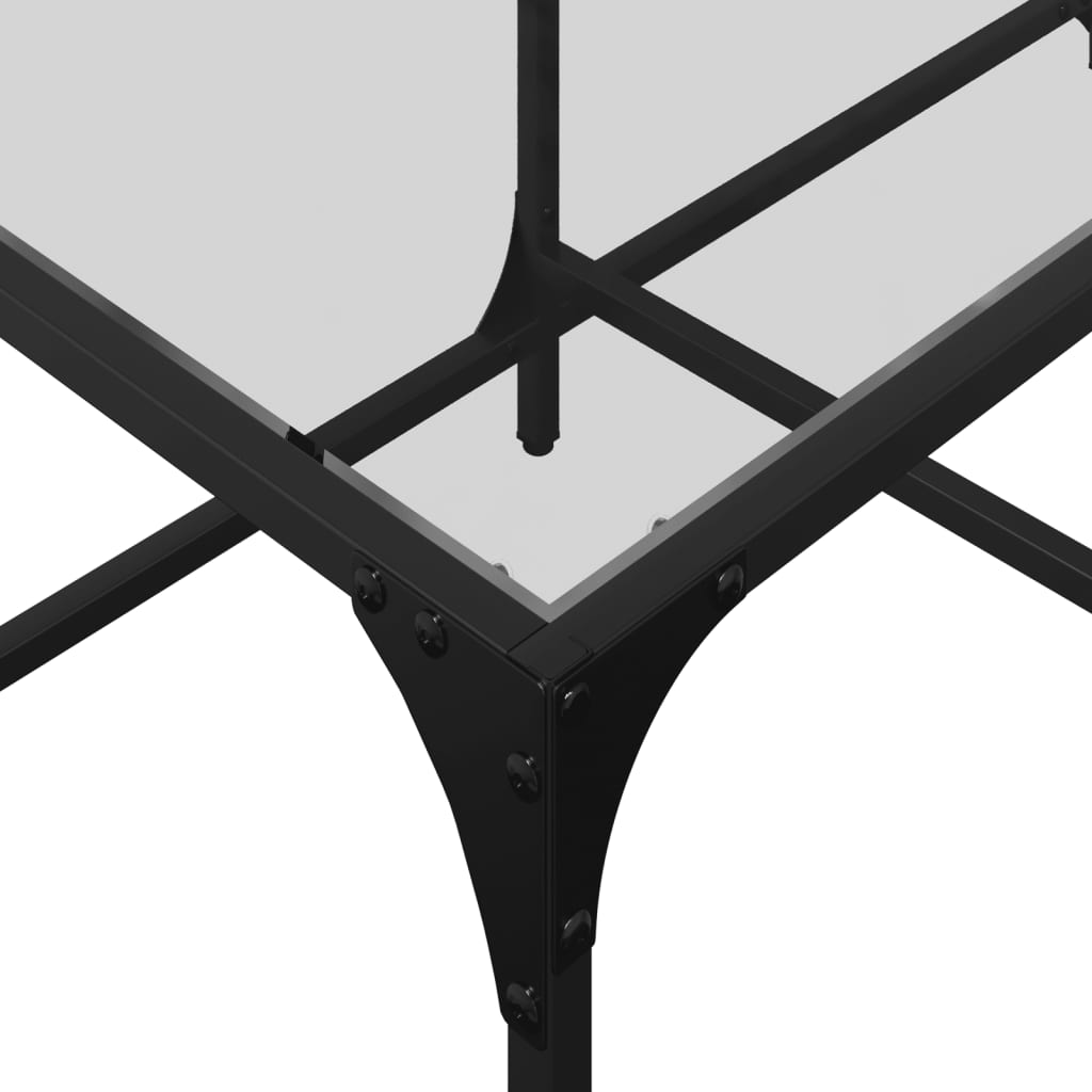 Tavolini con Piano Vetro Trasparente 2 pz 98,5x50x40 cm Acciaio