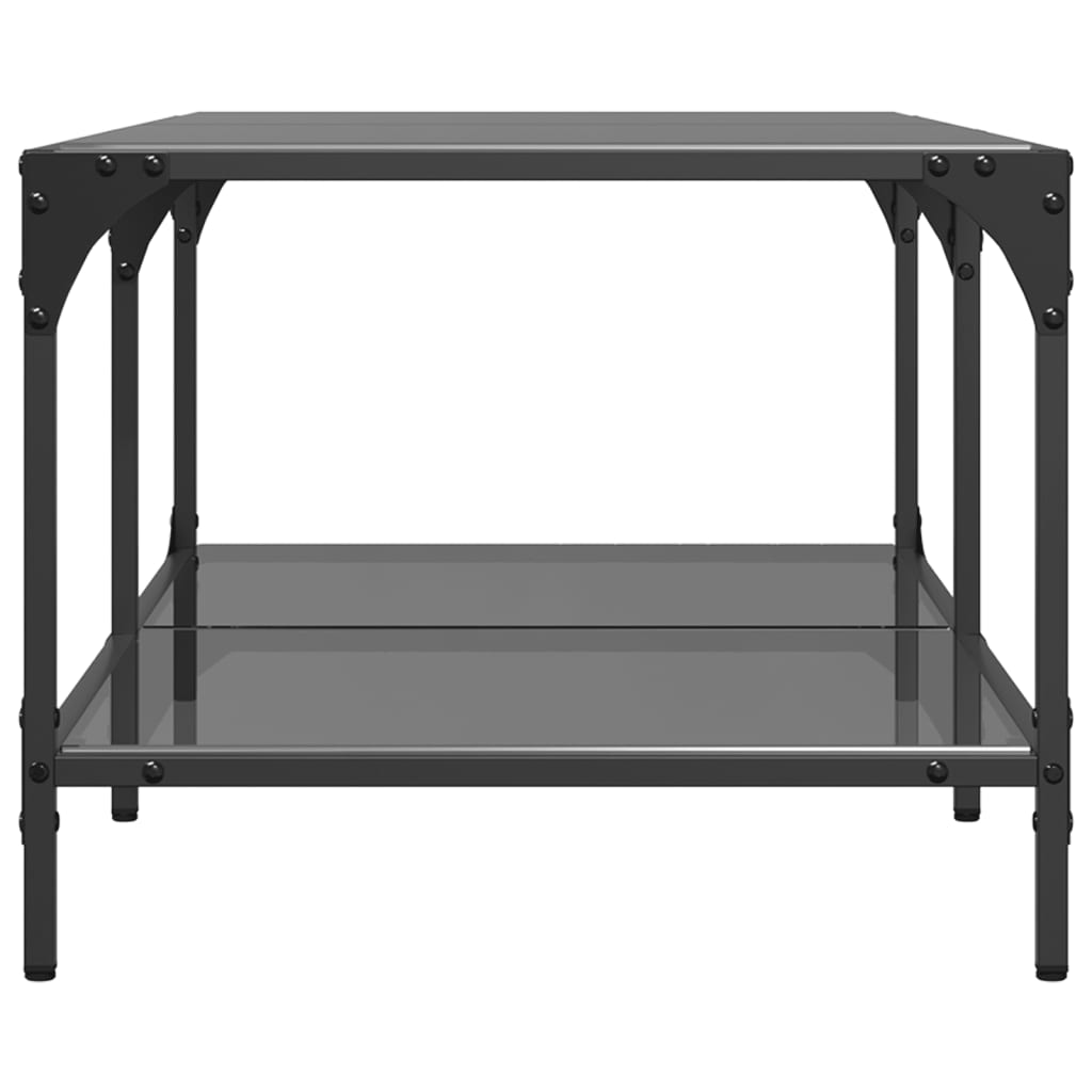 Tavolino con Piano in Vetro Nero 98,5x50x40 cm Acciaio | homemem39