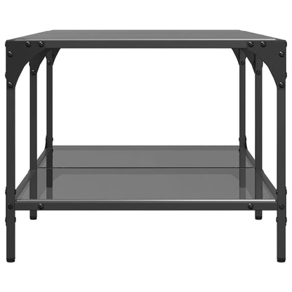 Tavolino con Piano in Vetro Nero 98,5x50x40 cm Acciaio | homemem39