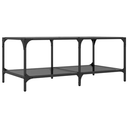 Tavolino con Piano in Vetro Nero 98,5x50x40 cm Acciaio | homemem39