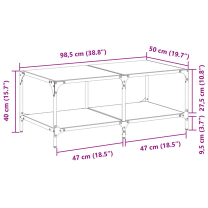 Tavolino con Piano in Vetro Nero 98,5x50x40 cm Acciaio | homemem39