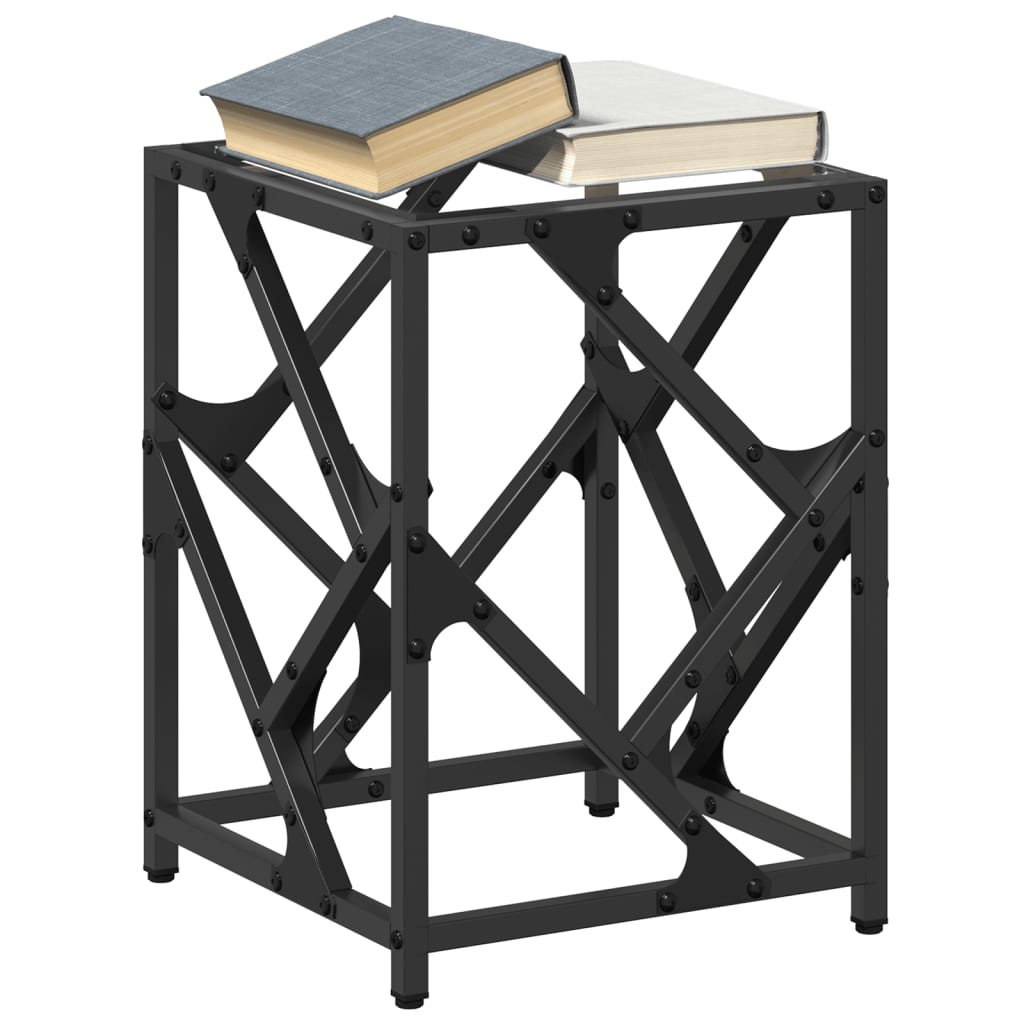 Tavolino Salotto con Piano Vetro Trasparente 30x30x41cm Acciaio | homemem39