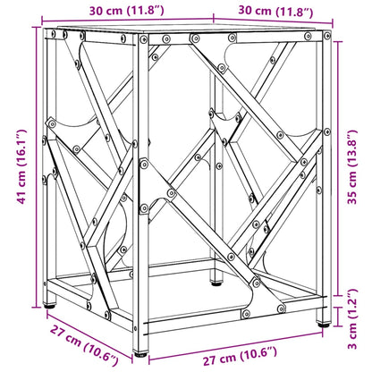 Tavolino Salotto con Piano Vetro Trasparente 30x30x41cm Acciaio | homemem39