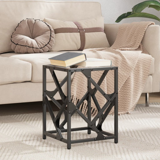 Tavolino Salotto con Piano Vetro Trasparente 30x30x41cm Acciaio | homemem39