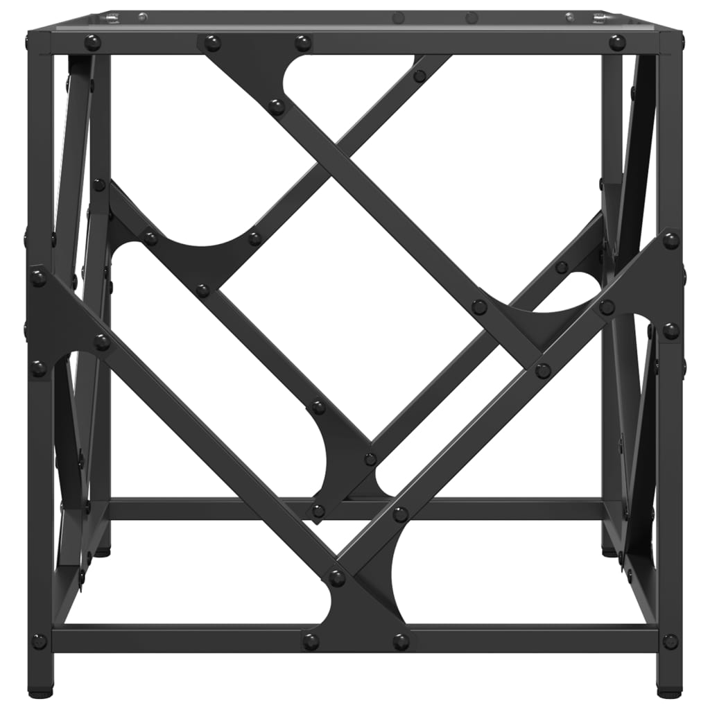 Tavolini con Piano in Vetro Trasparente 2 pz 40x40x41cm Acciaio