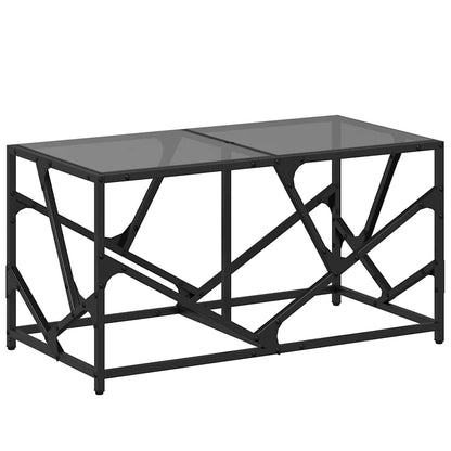 Tavolino con Piano in Vetro Nero 78,5x40x41 cm Acciaio