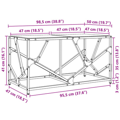 Tavolini con Piano Vetro Trasparente 2 pz 98,5x50x41cm Acciaio
