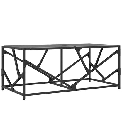 Tavolino con Piano in Vetro Nero 98,5x50x41 cm Acciaio | homemem39