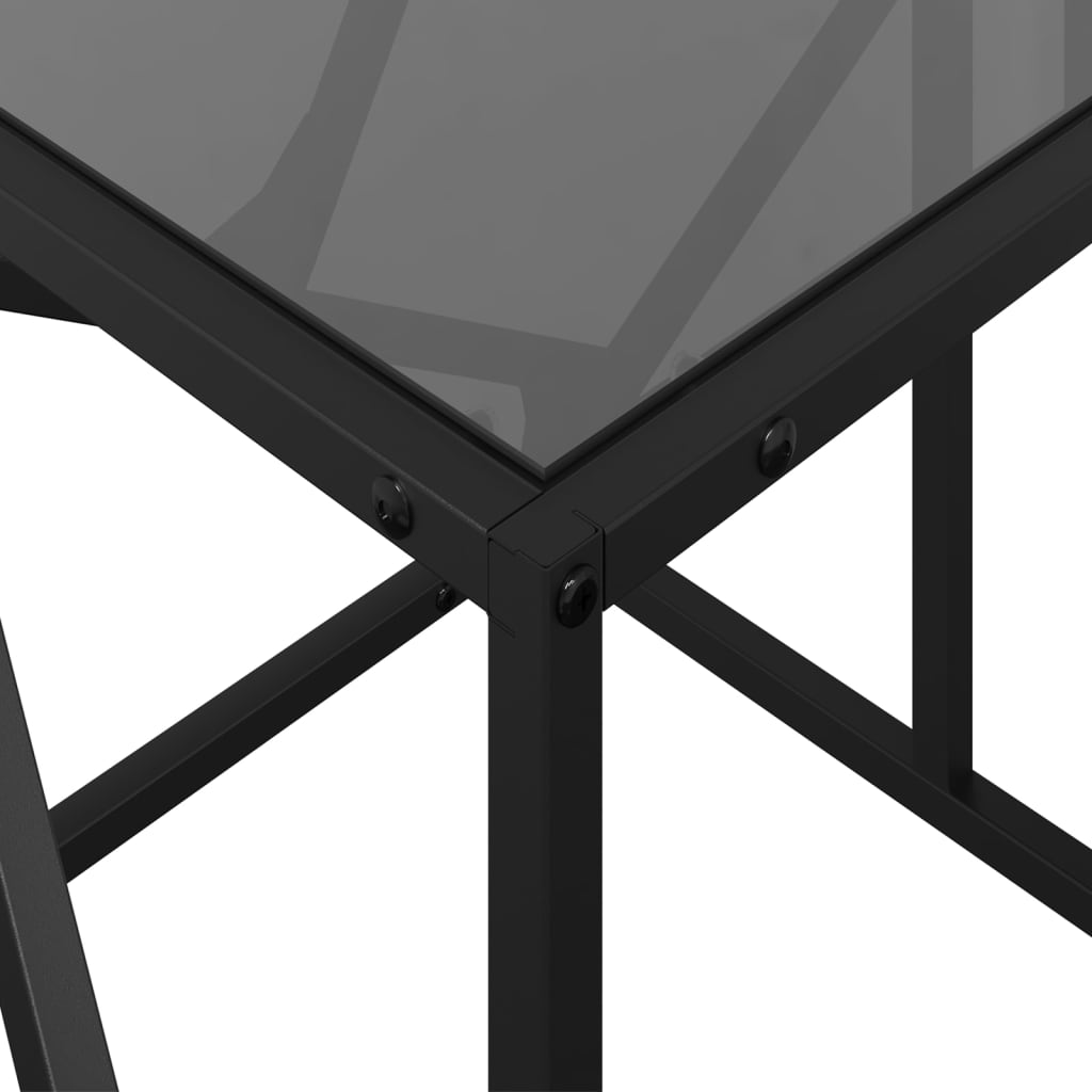 Tavolino con Piano in Vetro Nero 98,5x50x41 cm Acciaio | homemem39