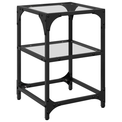 Tavolino Salotto con Piano Vetro Trasparente 30x30x45cm Acciaio | homemem39