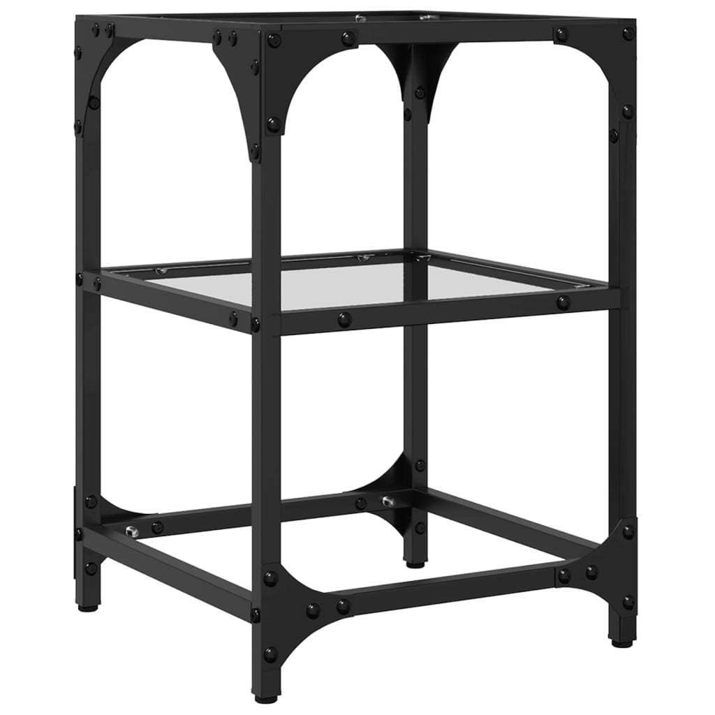 Tavolino Salotto con Piano Vetro Trasparente 30x30x45cm Acciaio | homemem39