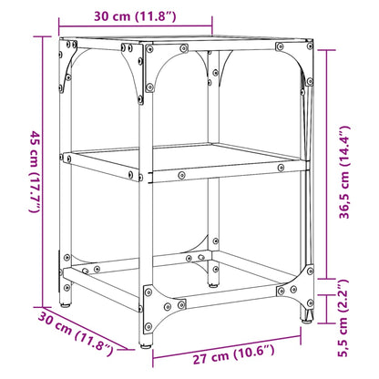 Tavolino Salotto con Piano Vetro Trasparente 30x30x45cm Acciaio | homemem39