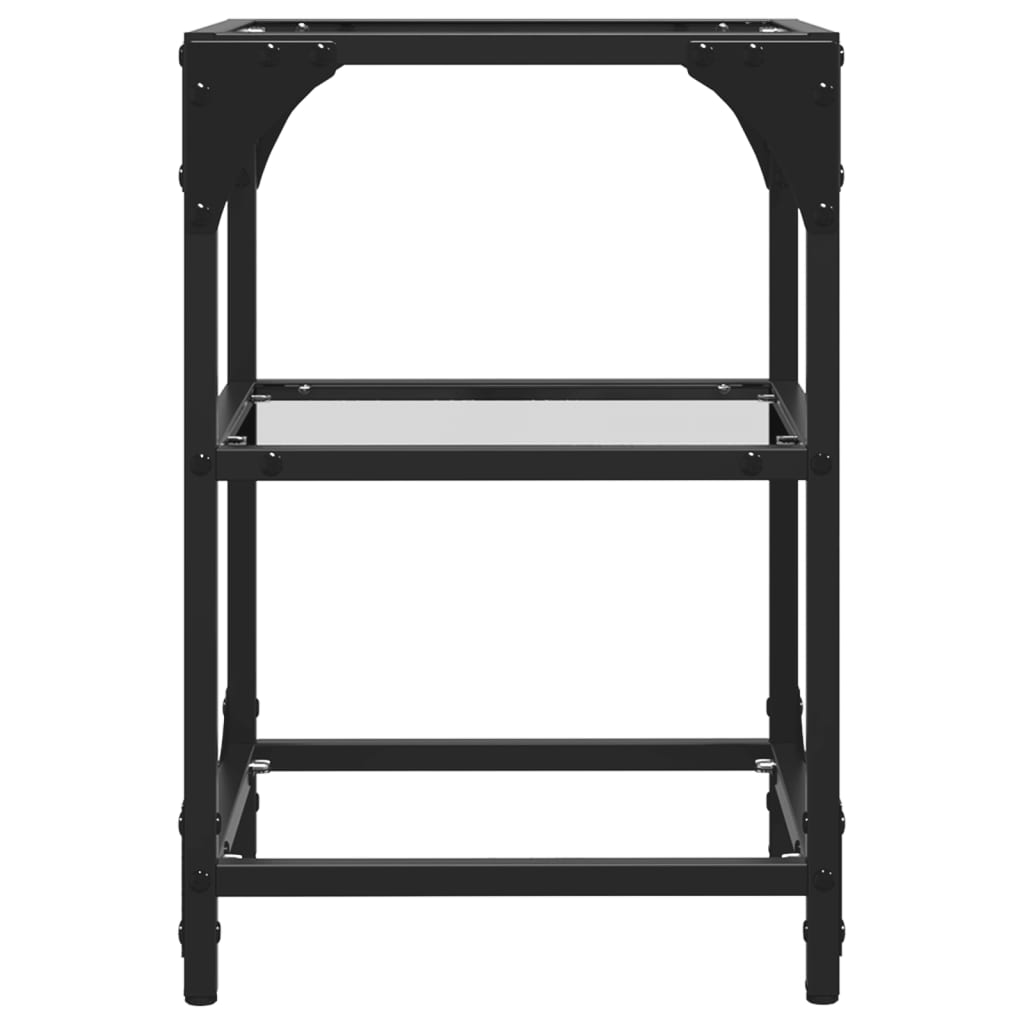 Tavolini con Piano in Vetro Trasparente 2 pz 30x30x45cm Acciaio | homemem39