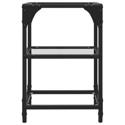 Tavolini con Piano in Vetro Trasparente 2 pz 30x30x45cm Acciaio | homemem39