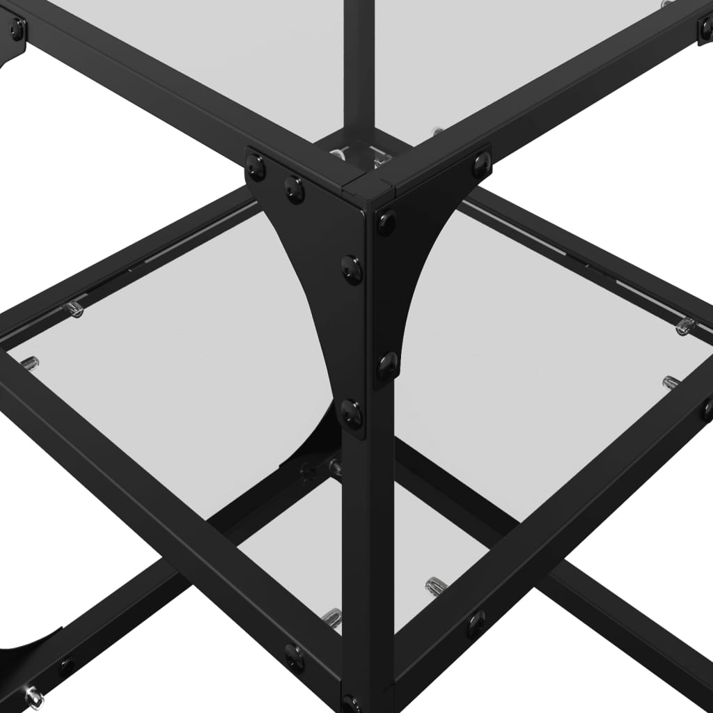 Tavolini con Piano in Vetro Trasparente 2 pz 30x30x45cm Acciaio | homemem39