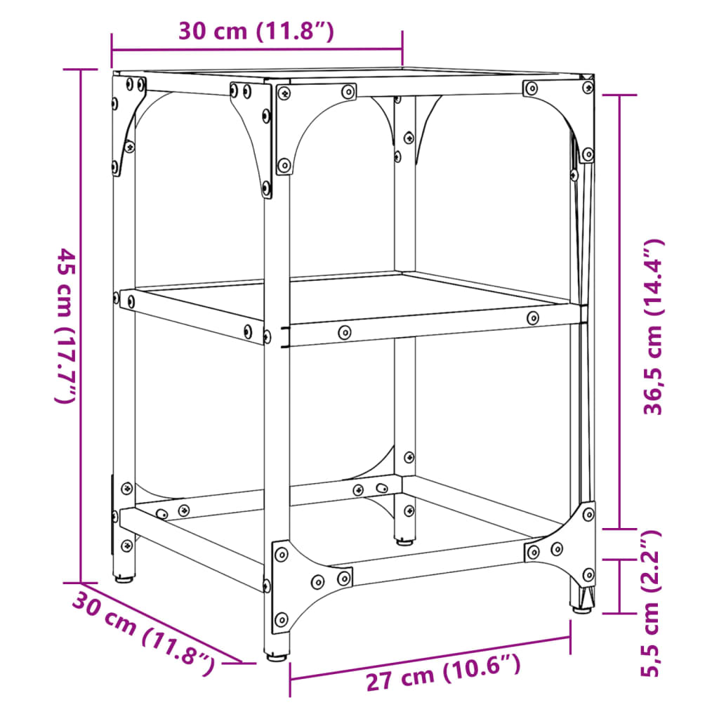 Tavolini con Piano in Vetro Trasparente 2 pz 30x30x45cm Acciaio | homemem39