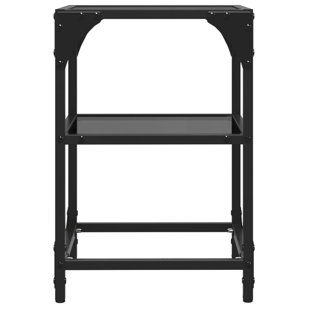 Tavolini da Salotto con Piano Vetro Nero 2pz 30x30x45cm Acciaio | homemem39