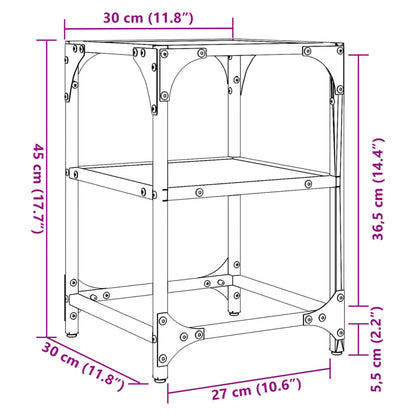Tavolini da Salotto con Piano Vetro Nero 2pz 30x30x45cm Acciaio | homemem39