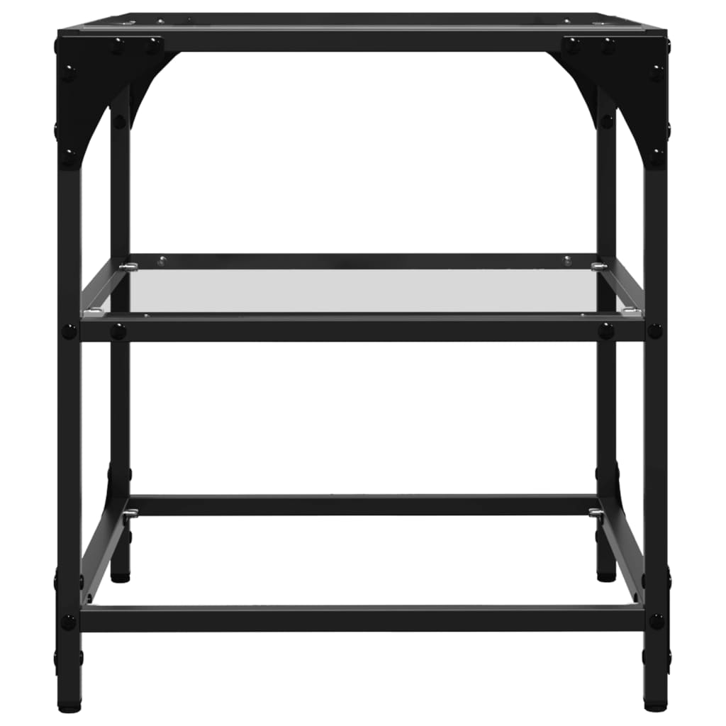 Tavolini con Piano in Vetro Trasparente 2 pz 40x40x45cm Acciaio | homemem39