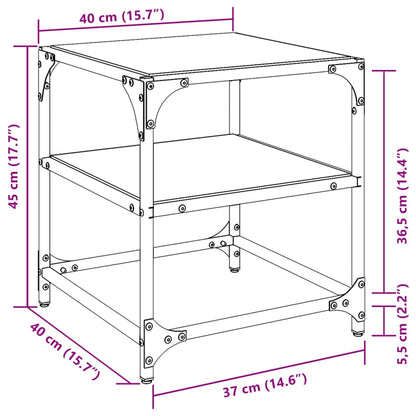 Tavolini con Piano in Vetro Trasparente 2 pz 40x40x45cm Acciaio | homemem39