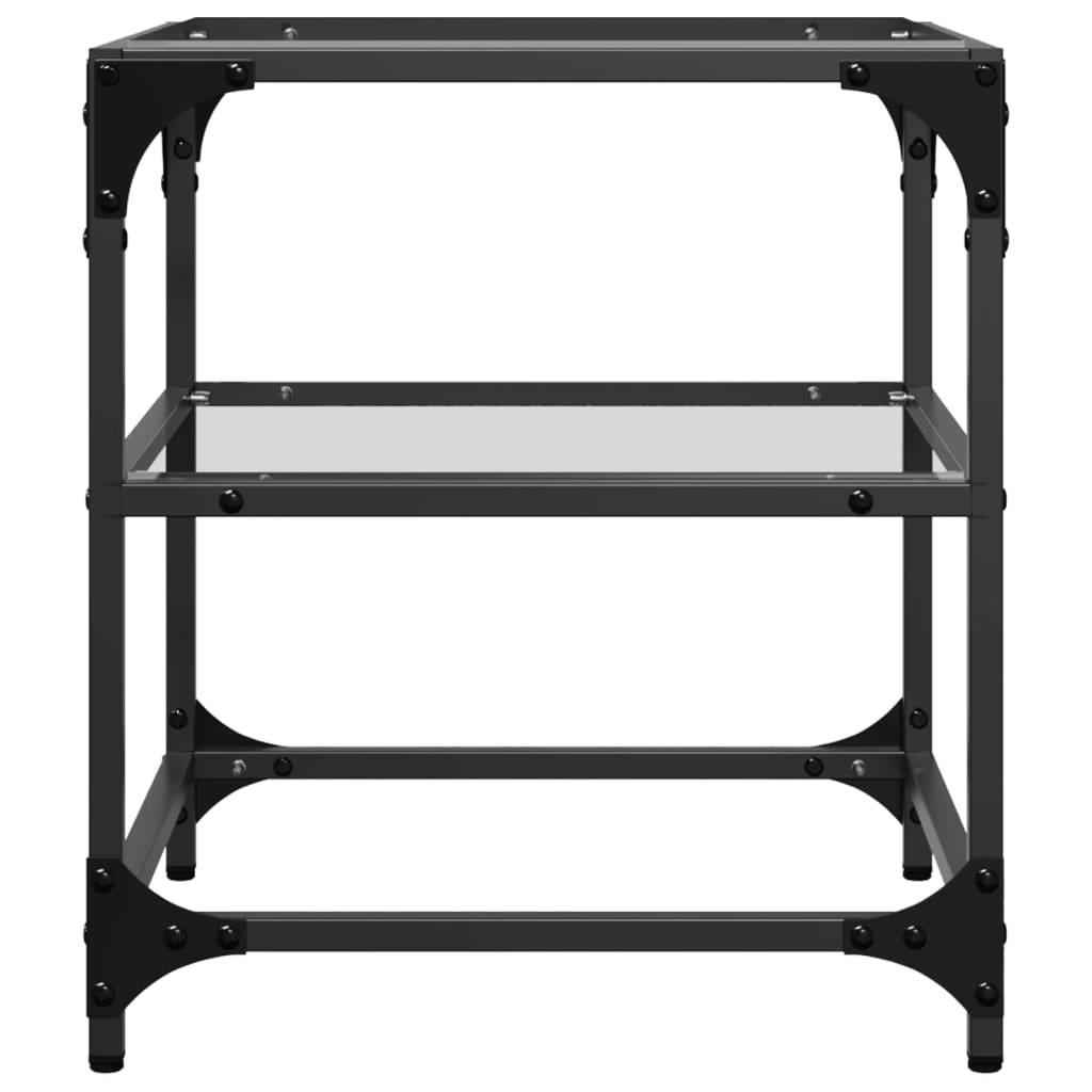 Tavolino Salotto con Piano Vetro Trasparente 40x40x45cm Acciaio | homemem39