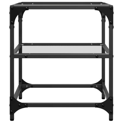 Tavolino Salotto con Piano Vetro Trasparente 40x40x45cm Acciaio | homemem39