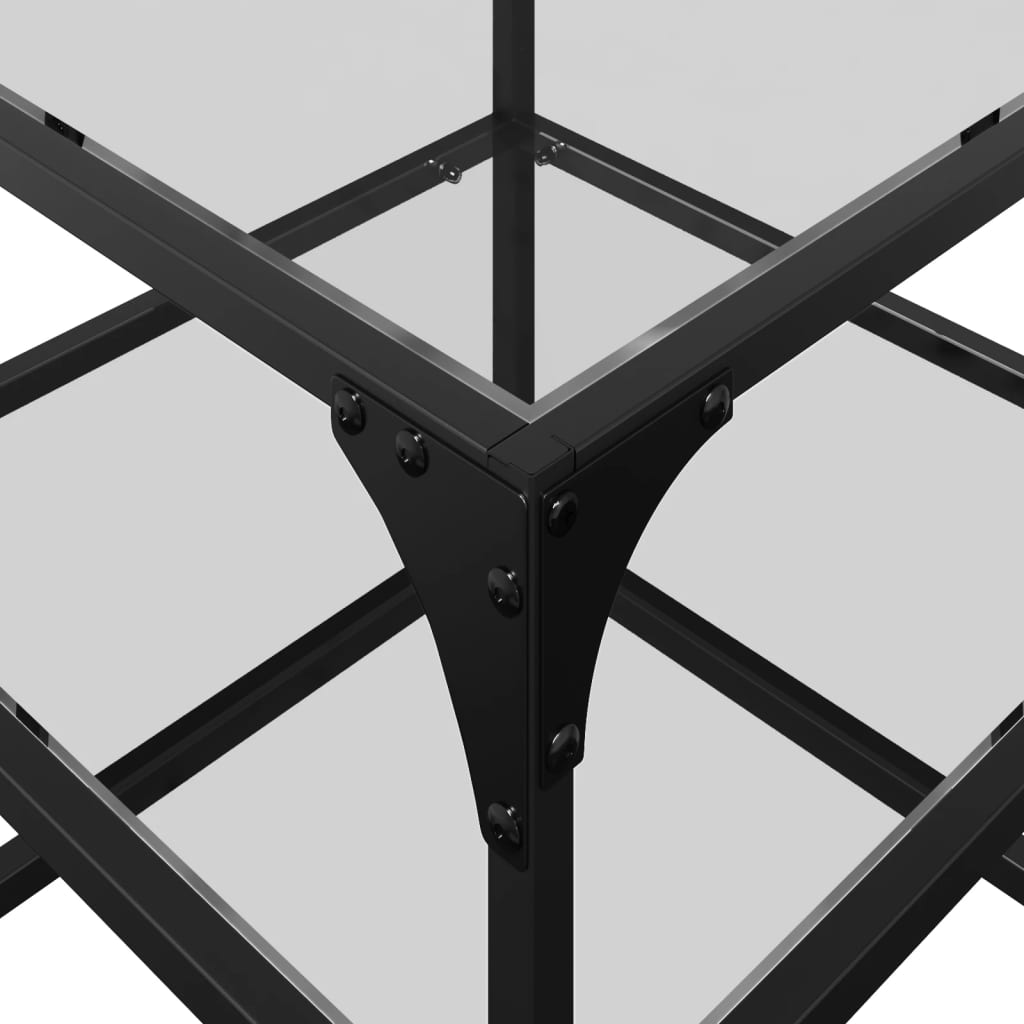Tavolino Salotto con Piano Vetro Trasparente 40x40x45cm Acciaio | homemem39