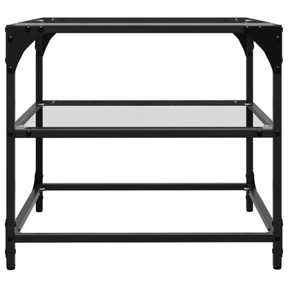 Tavolino Salotto con Piano Vetro Trasparente 50x50x45cm Acciaio | homemem39