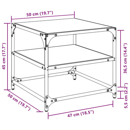 Tavolino Salotto con Piano Vetro Trasparente 50x50x45cm Acciaio | homemem39