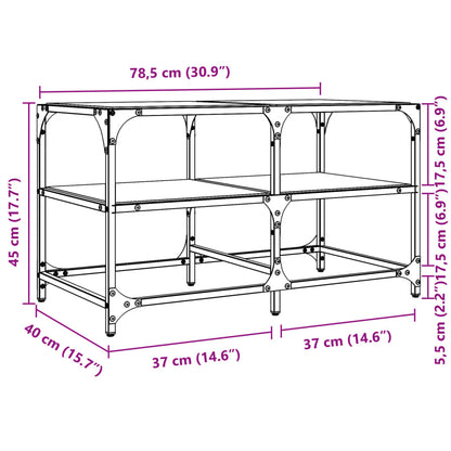 Tavolini con Piano Vetro Trasparente 2 pz 78,5x40x45 cm Acciaio | homemem39