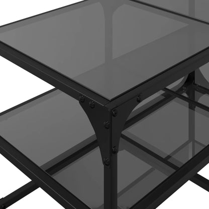 Tavolino con Piano in Vetro Nero 78,5x40x45 cm Acciaio | homemem39