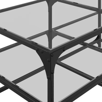 Tavolini con Piano Vetro Trasparente 2 pz 98,5x50x45 cm Acciaio | homemem39